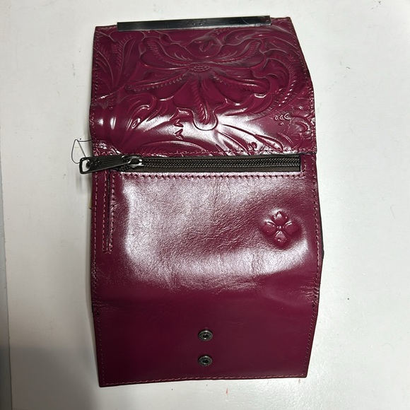 Patricia Nash Wallet Cametti Leather Tooled RFID trifold Magenta Purple - Picture 6 of 7